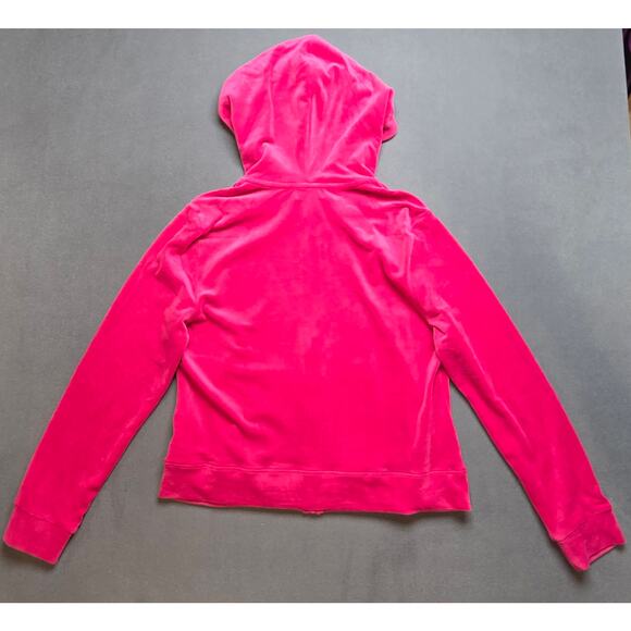 Juicy Couture Velour Hoodie Jacket Lounge Athleisure Zip Up Rhinestone Logo XL - Picture 5 of 7
